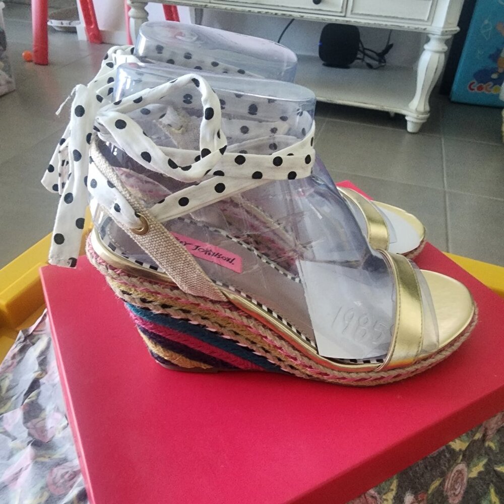 Betsey Johnson colorful lace up wedges